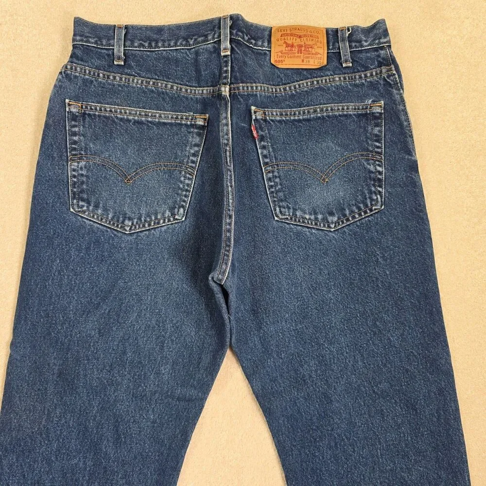 VTG Levis 505 Jeans Regular Fit Straight Leg Jeans Men's Size Tag 38x30